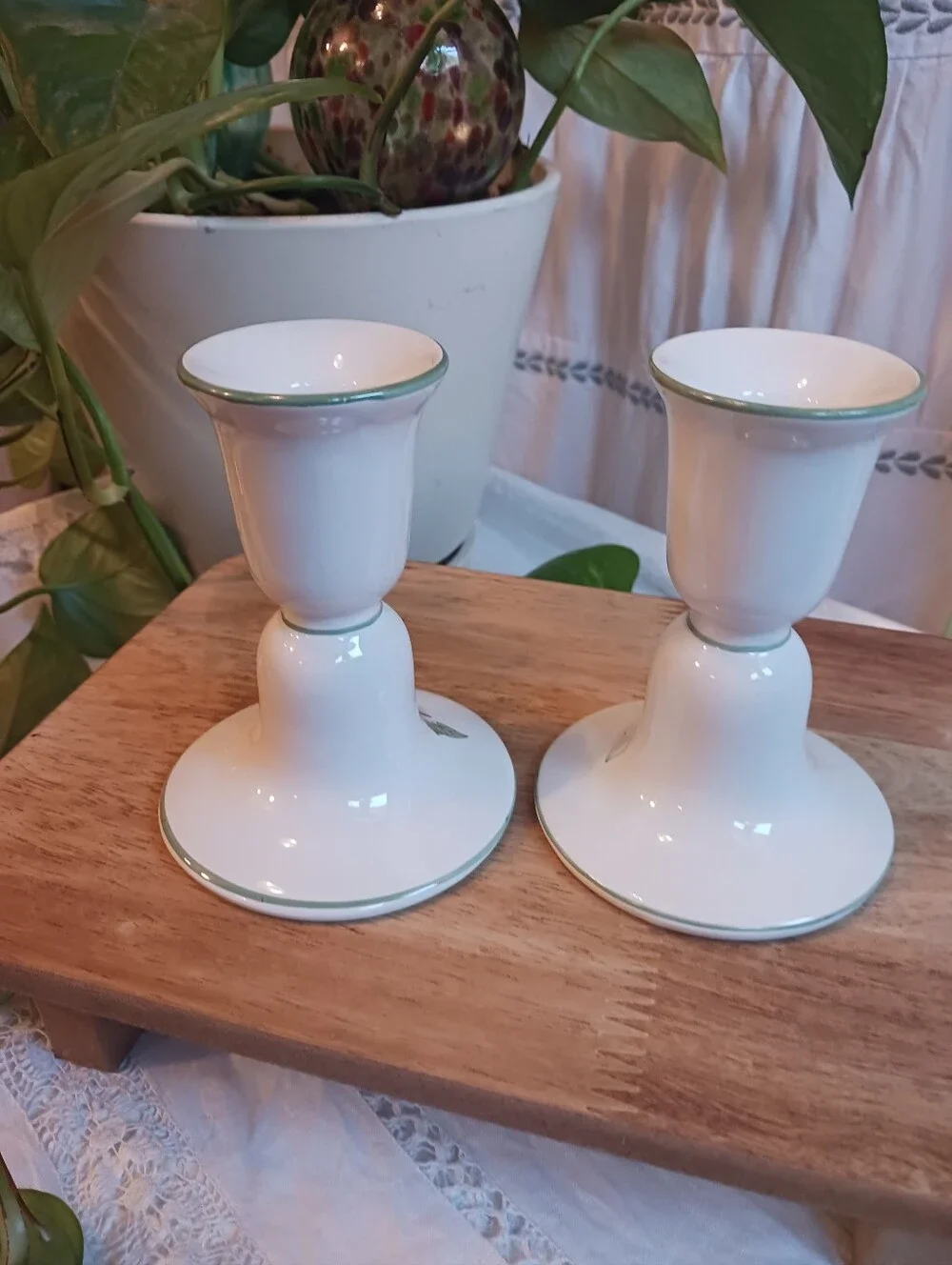 80s Vintage Candlesticks Block Bernarda Mary Lou Goertzen Poinsettia Ceramic